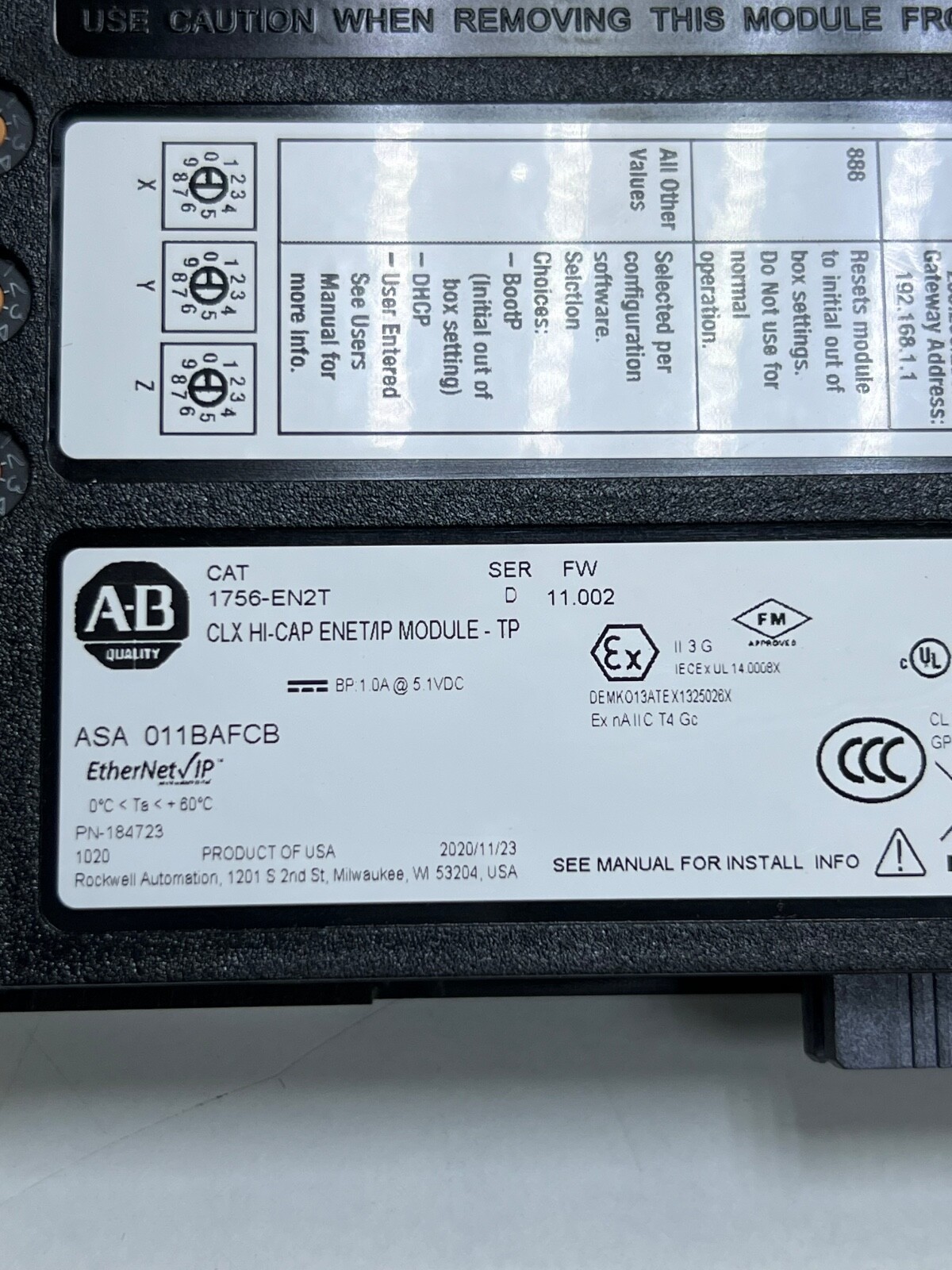 Allen Bradley 1756-EN2T Ser:D PN:184723 ControlLogix Ethernet Module | eBay
