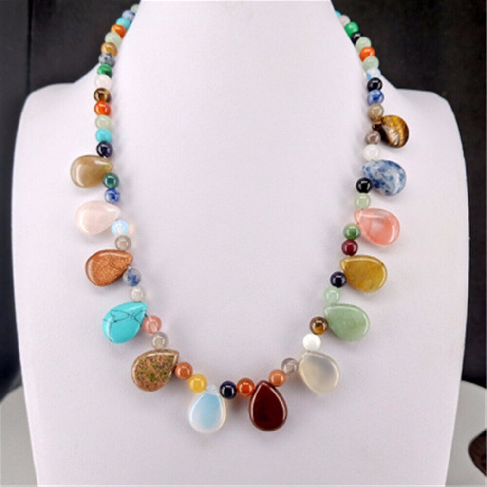 Necklace Natural Crystal Stone Beads String Waterdrop Energy