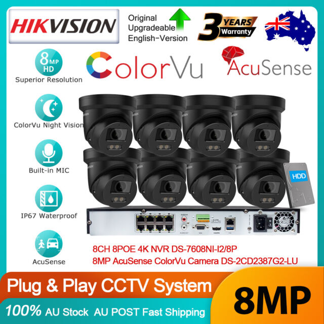 Hikvision Original 8CH 4K ColorVu CCTV System 8MP MIC POE Camera DS-2CD2387G2-LU