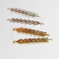 Laser Cut Solid Raw Brass Charm - Leaf 20x5mm 4520C 