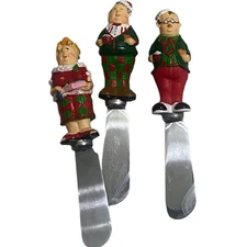 Vintage BOSTON WAREHOUSE Set of 3 Christmas Stainless Steel Cheese Spreaders
