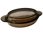 Corning Vision V-14-B GRAB IT Amber Oval Casserole Dish, Pyrex Lid P-14-C MINT