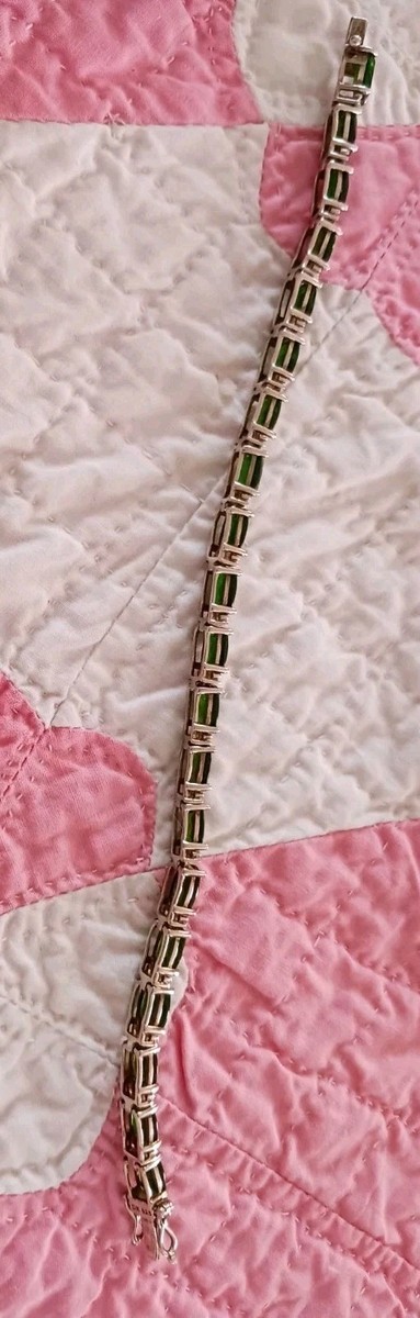 🌸JTV, 7",EARTH-MINED, RUSSIAN CHROME DIOPSIDE & BEAUTIFUL ZIRCON BRACELET,925🌸 View 4