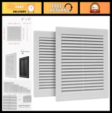 2-Pack 10"x10" Square Air Vent Cover - White Plastic Deflector, Mesh Screen, Ind