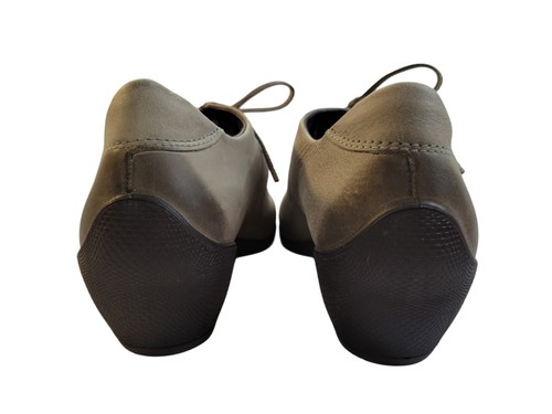 Ecco Mary Jane Shoes Womens EU 35 Gray Leather Lace Cuban Heel Comfort Casual - Picture 2 of 7