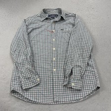 VINTAGE Ralph Lauren Sportsman Shirt Mens Medium Green Check Flannel Cotton 90s