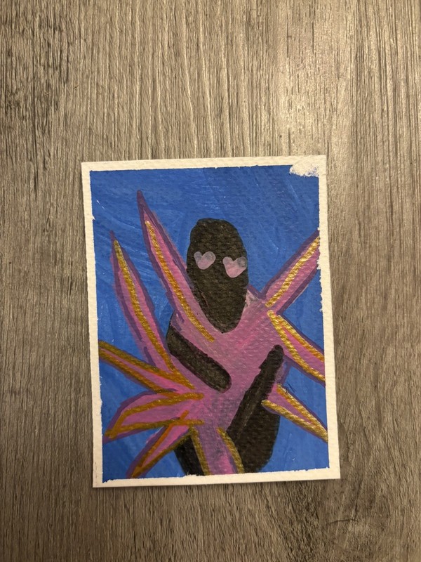 Overtaken acrylic ACEO ORIGINAL card signed