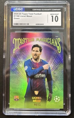 LIONEL MESSI GREEN /75 CGC 10 2024-25 TOPPS TOTAL FOOTBALL