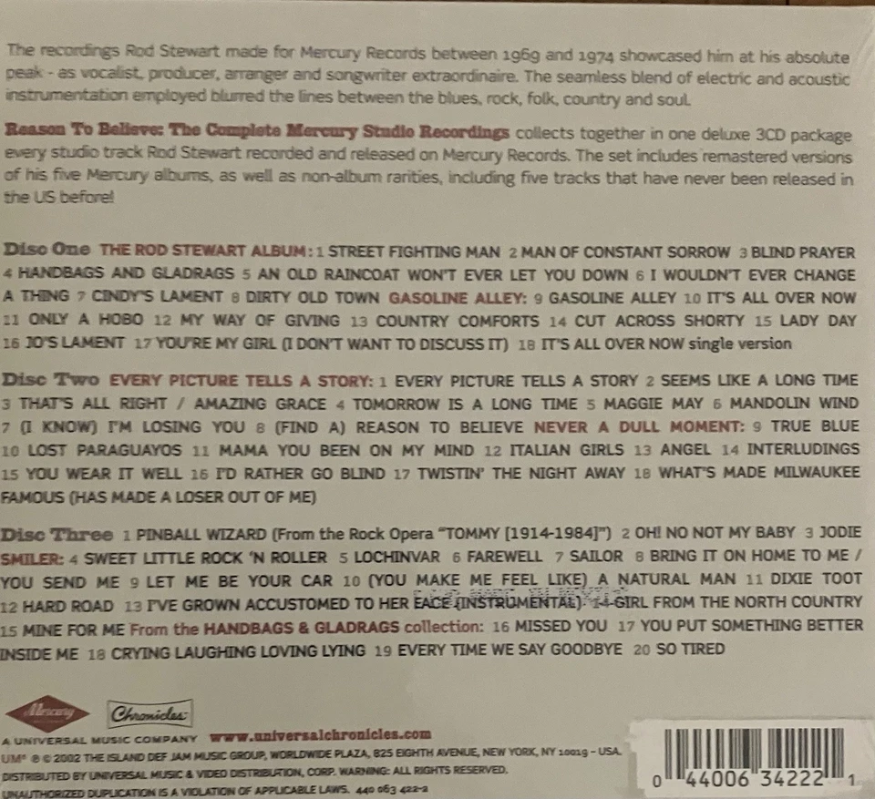 Rod Stewart - Reason to Believe (The Complete Mercury Studio Recordings 3xCD - Image 2 of 2