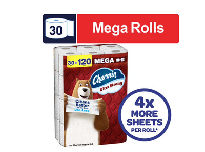 Charmin Ultra Strong Toilet Paper 30 Mega Rolls, 220 Sheets Per Roll