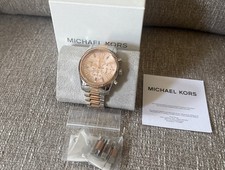 Michael Kors Womens Lexington Watch, Two-Tone Rose Gold Silver, Pink MOP Dial