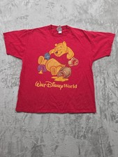 Walt Disney World Men's Vintage 80s/90s Pooh Honey Red T-shirt Size XL USA Made