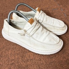 Hey Dude Wendy Stretch Canvas White Slip On Shoes Womens Size 8 40902-100