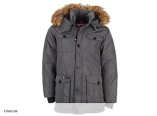 CANADA WEATHER GEAR MEN'S 4-POCKET FUR HOOD PARKA, CHARCOAL, 2X-LARGE