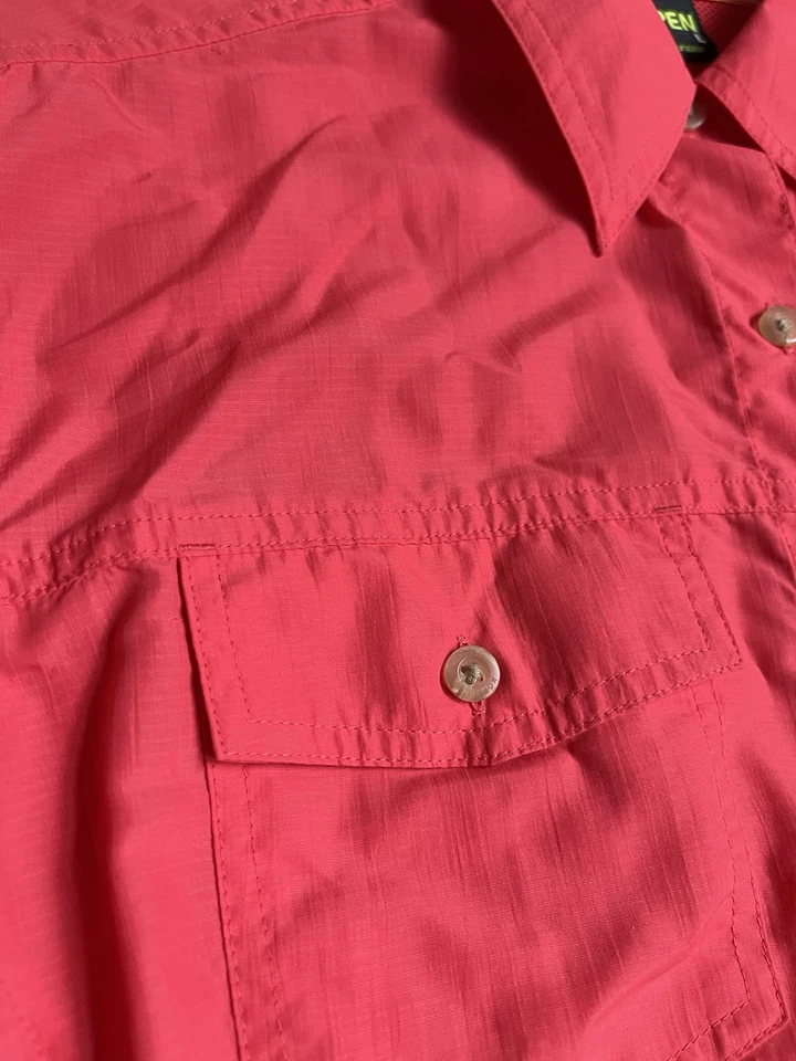 Blusa Koppen Mujer Zona No Fly Top Nylon Color Salmón Botón Grande Senderismo Foto 3 de 4