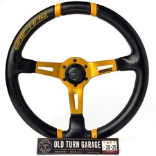 Momo Drifting 350mm Deep Corn Orange Leather Steering Wheel 2017 Horn Button Momo Drifting 350mm Deep Corn Orange Leather Steering Wheel 2017 Horn Button
