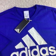Adidas Mens Big Logo Graphic T-Shirt Royal Blue White Size M NWT