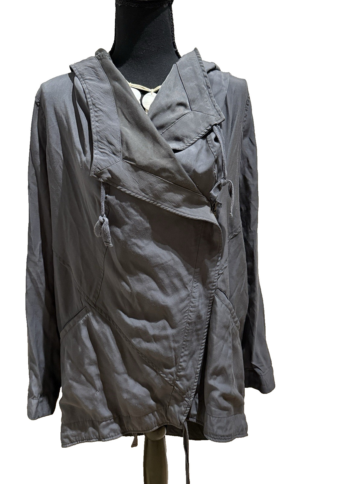 EXPRESS Gray Hooded Jacket Lightweight DRAPE FRON… - image 1