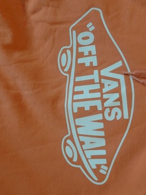 VANS Off The Wall Orange Hoodie Men's L Cotton Fleece Logo Graphic Pockets