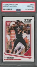 2018 Panini Score LAMAR JACKSON RC Rookie Card PSA 10 Gem Mint #352 Ravens NC25. rookie card picture