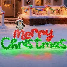 5FT Merry Christmas Lighted Sign Outdoor Prelit Extra Large Merry Christmas Sign