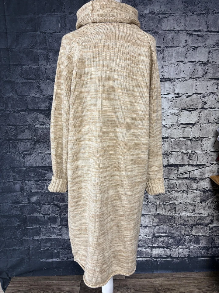 Vestido Suéter Athleta Mujer XL Beige 100% Lana Merino Cuello Capucha Manga Larga Foto 4 de 4