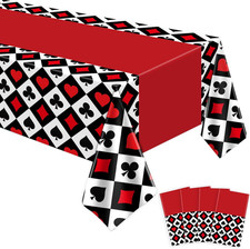 4 Pack Poker Tablecloth Casino Theme Party Tablecloth Las Vegas Table Cover Play