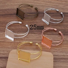 Clearance 2PC Brass SQUARE Cabochon Blank Cuff Bracelet, Blank Bracelet QBB02