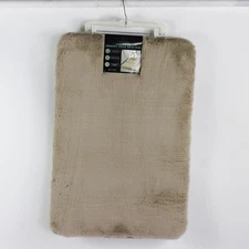 Essential Spa Faux Fur Memory Foam Bath Rug Beige 24"x36" 