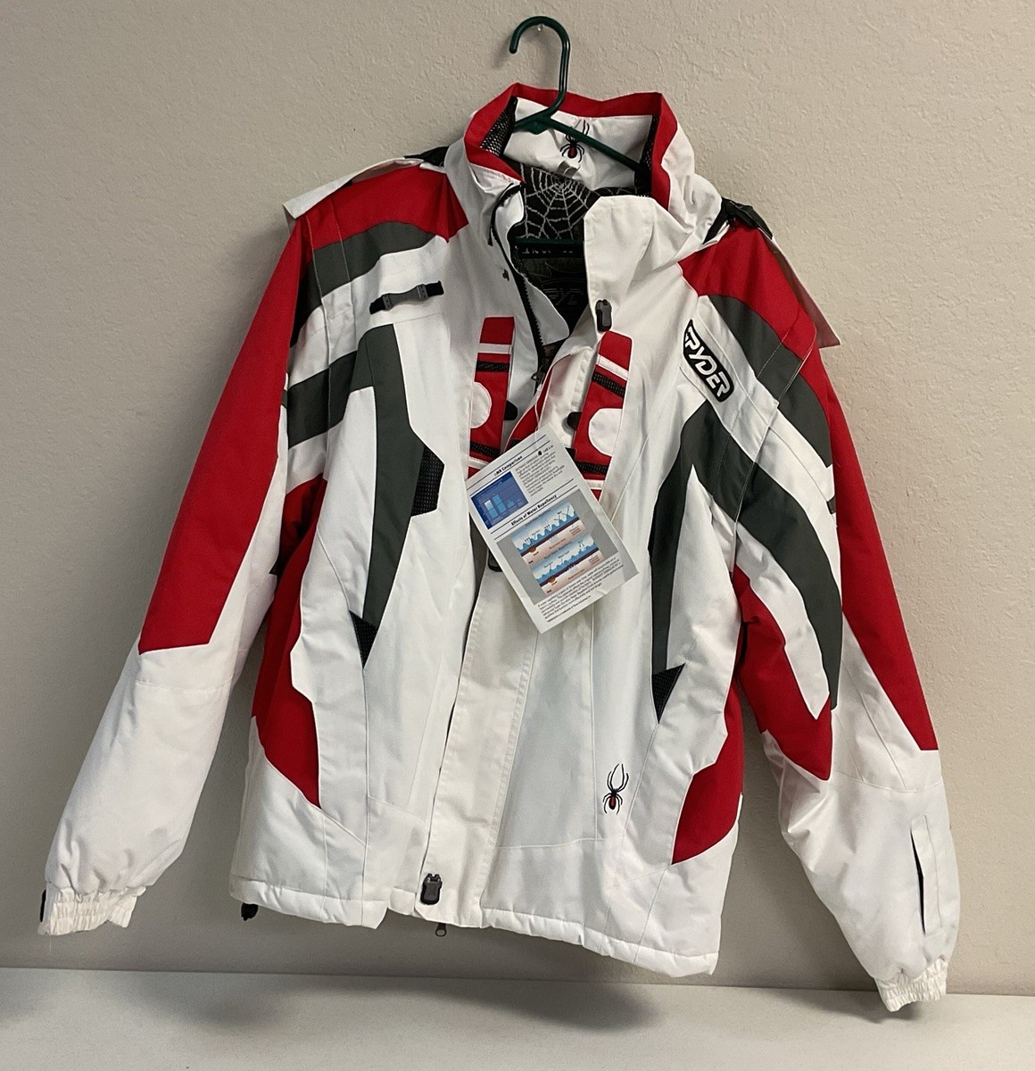 NEW W/TAG Spyder Dermizax EV Ski Jacket, Size XL, White, Red, Gray