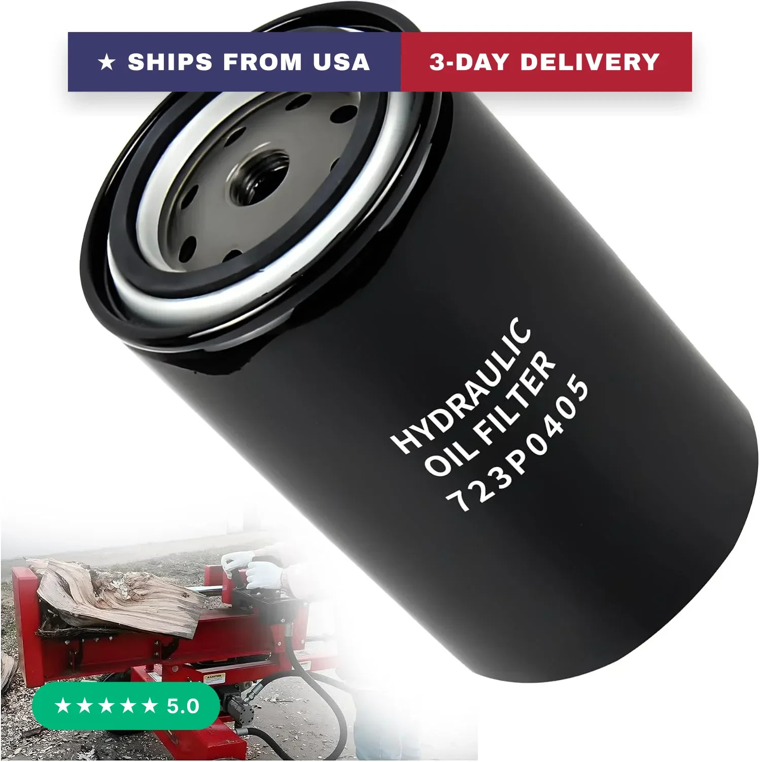 Log Splitter Hydraulic Oil Filter 723P0405 723-0405 120-818 6515541 Compatible w