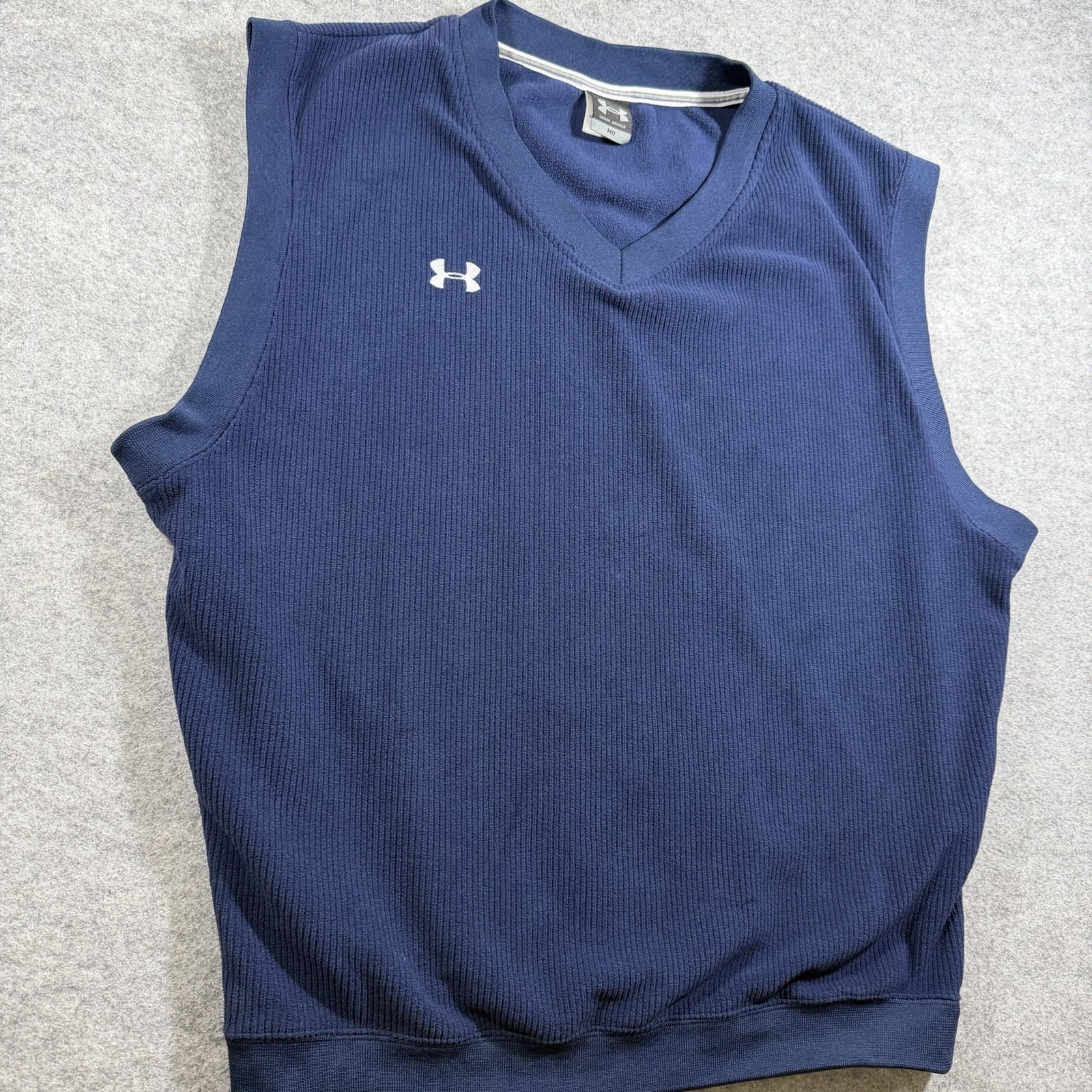 Under Armour Golf Vest Mens M Navy Fleece Sweater Knit Pullover Performance thumbnail 14