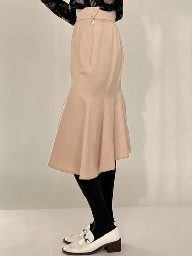 Vintage Thierry Mugler Paris Draped Flared Wool Skirt Champagne Fits Waist 25” - Picture 12 of 16
