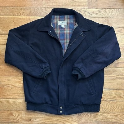 Vintage 90s Ll Bean 100% Wool Harrington Bomber Flannel Lined Jacket Large
