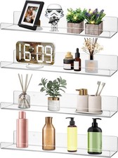 4 Pack Acrylic Shelves for Wall, 15" Clear Acrylic Floating Shelves for Bathroom