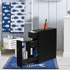 NNECW Freestanding Slim Bathroom Storage Cabinet with Slide-out Drawers for Smal