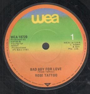 Rose Tattoo Bad Boy For Love 7" vinyl Ireland Wea 1981 rare irish pressing 7"