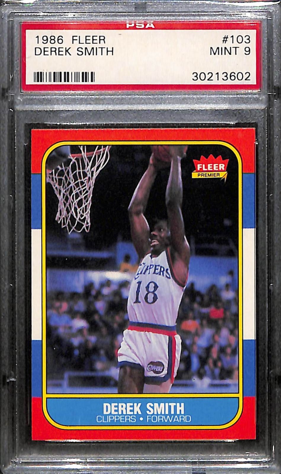 1986 Fleer Derek Smith Basketball Card #103 PSA 9 Mint