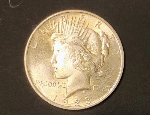 1923 BU UNCIRCULATED SILVER PEACE DOLLAR FREE SHIP + 1862 $1 CIVIL WAR CURRENCY