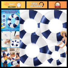 Jumbo Inflatable Striped Pool Float - 47" Pool Ring for Summer Fun Relaxation