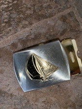 Vintage US Military Solid Brass Trouser Belt Buckle - Made in USA Two Tones