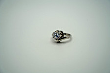 Vintage Silver Heart Shaped Cz Solitaire Ring Size 8 JB19