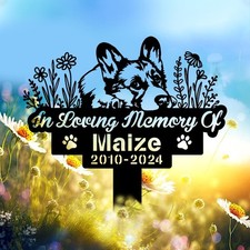 Custom Corgi Dog Memorial Sign, Custom Pet Grave Marker, Pet Loss Gift
