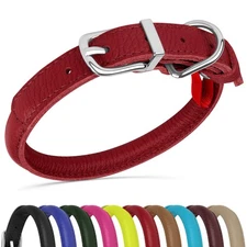 Oopsdoggy Rolled Leather Dog Collar Soft Roll Collars For Small Medium Large Dog