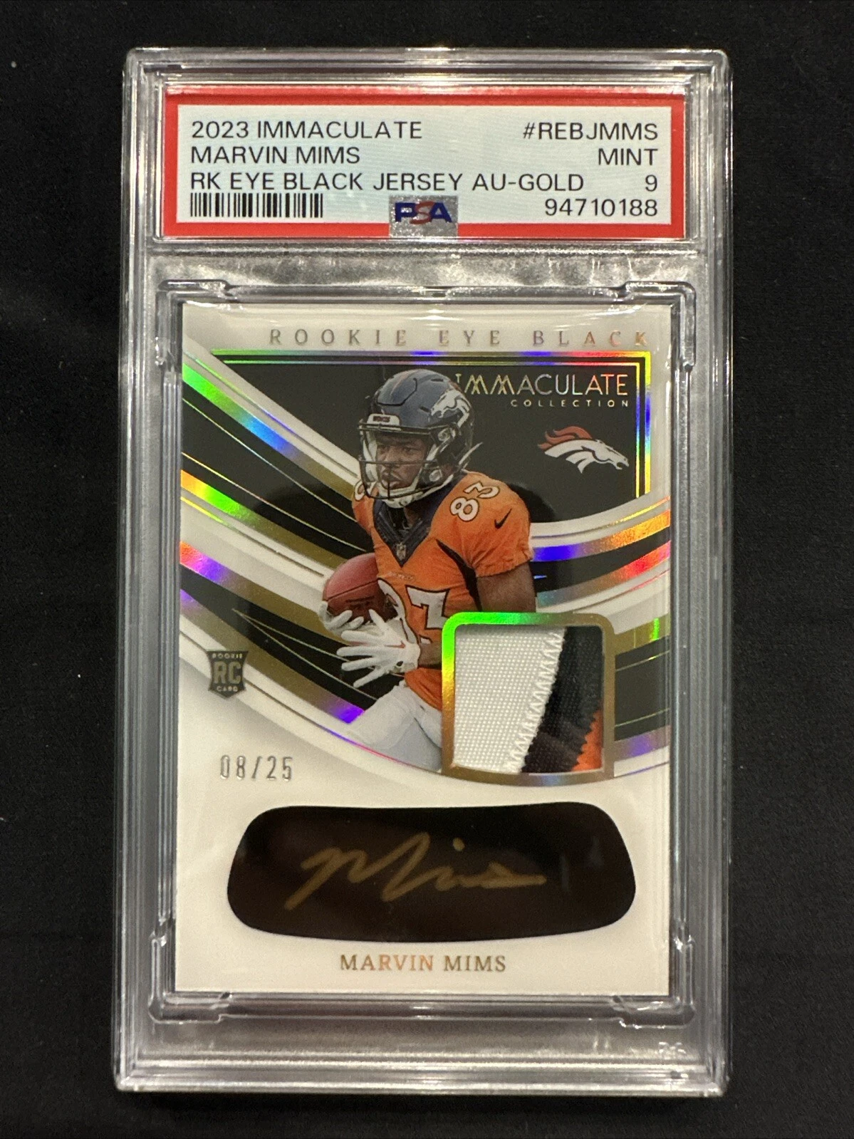 Marvin Mims Panini Immaculate Collection Immaculate Rookie Eye Black Jersey Autographs #REBJMMS Gold
