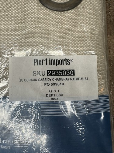 New Pier 1 Cassidy Chambray Curtains Grommet Natural (48”x 84”) - Picture 4 of 4