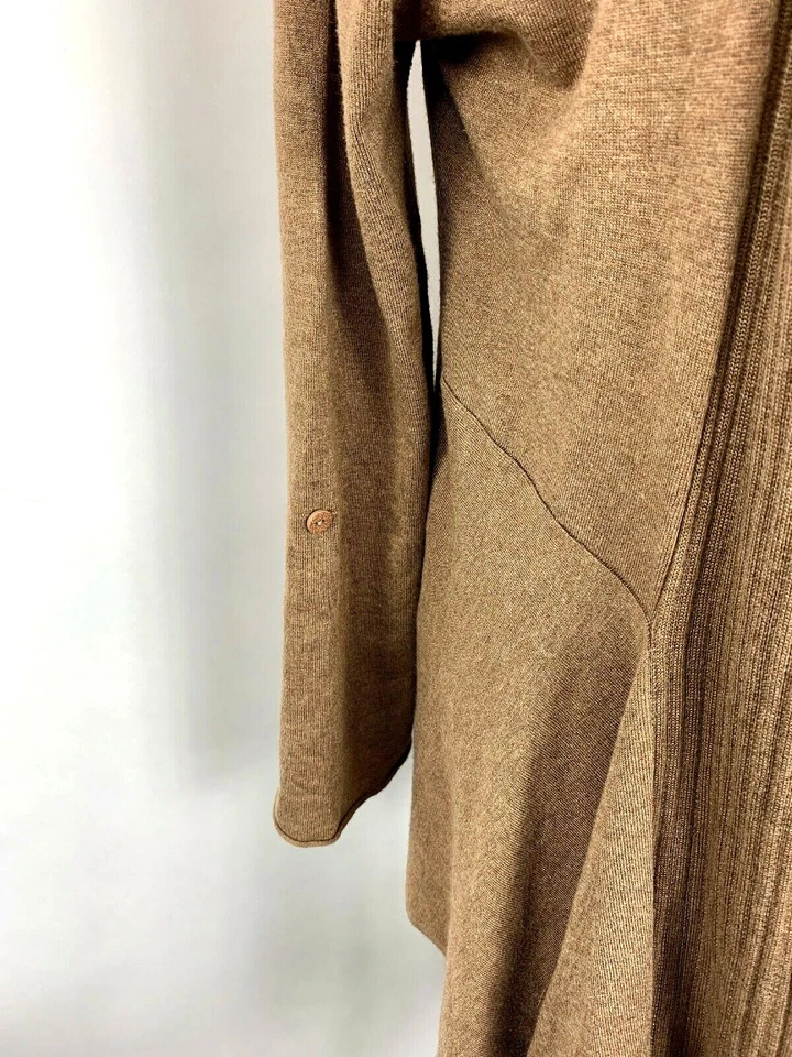 Suéter Coldwater Creek M Frente Abierto Drapeado Marrón Tostado Convertible Manga con Pestaña Foto 3 de 4