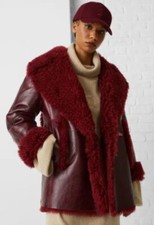 Tommy Hilfiger Leather Sherling Relaxed Fit Peacoat Bnwt Size 10 S Oxblood Red