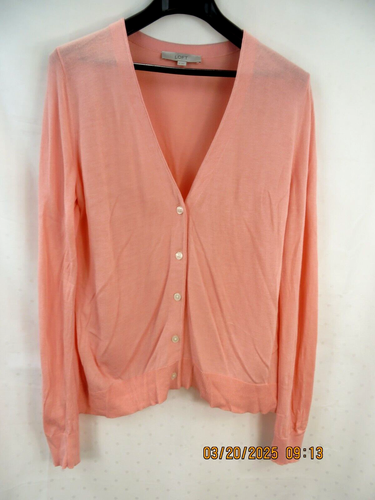 ANN TAYLOR LOFT Gr. Damen L Baumwolle/Rayon babyrosa sehr dünne V-N Strickjacke Pullover - Bild 2 von 17