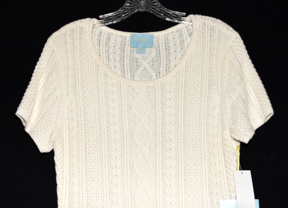 Vestido Suéter Cynthia Steffe CeCe Crema Tejido con Cable Cuello Redondo Talla L Nuevo con Etiquetas Foto 2 de 4